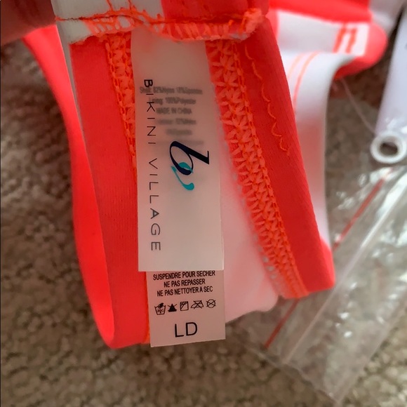 NEW Bikini Village Bikini orange/white Lg top - Picture 7 of 11